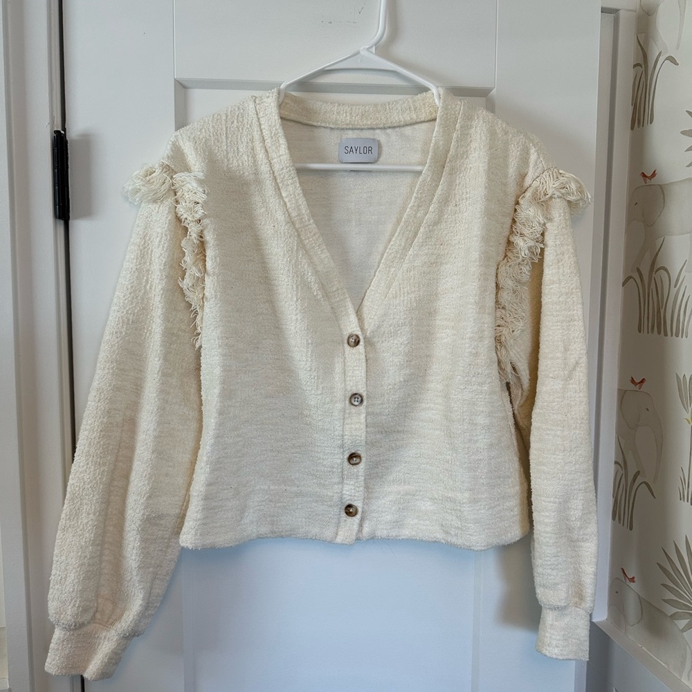 Saylor Marley Cream Button-Up Women's Sweater, Small, Like New